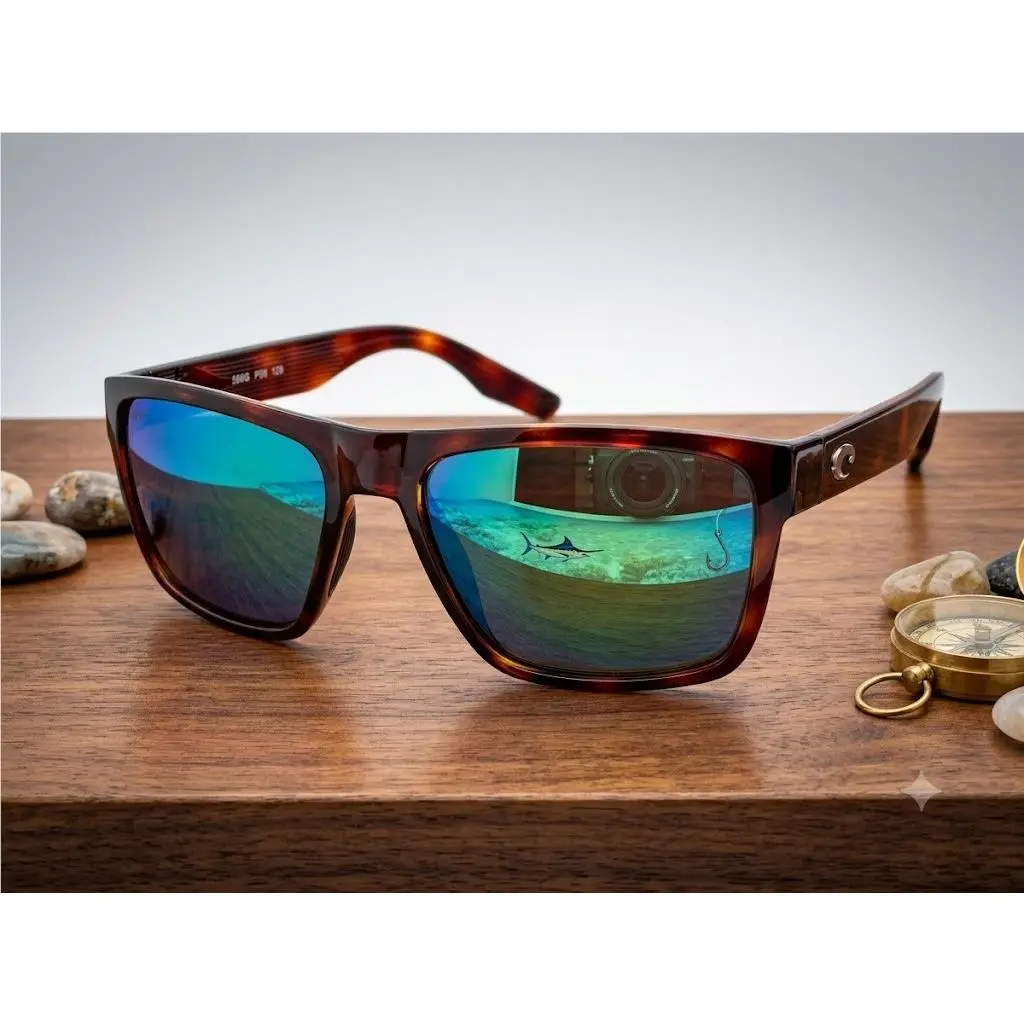 Costa Del Mar Paunch XL Sunglasses Black Matte Frame Green 580 Glass Lens