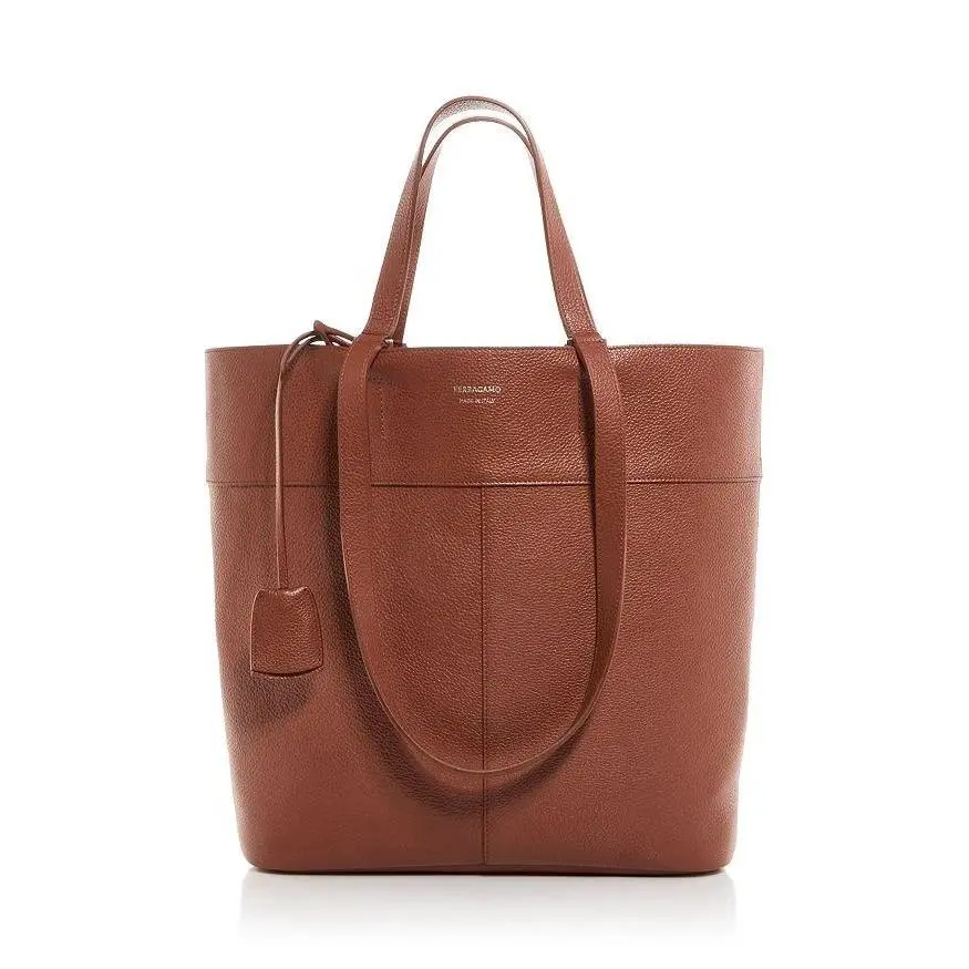 Salvatore Ferragamo Cognac Full Grain Leather Tote Handbag Shoulder Bag
