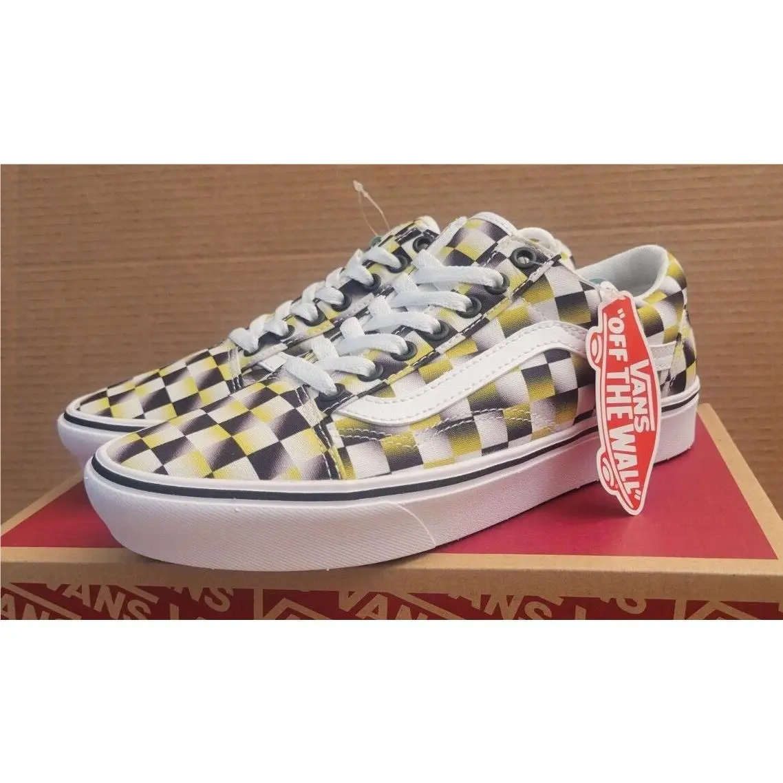 Vans Comfycush Old Skool Spray Checkerboard 8.5 Yellow/true VN0A5DYCB21