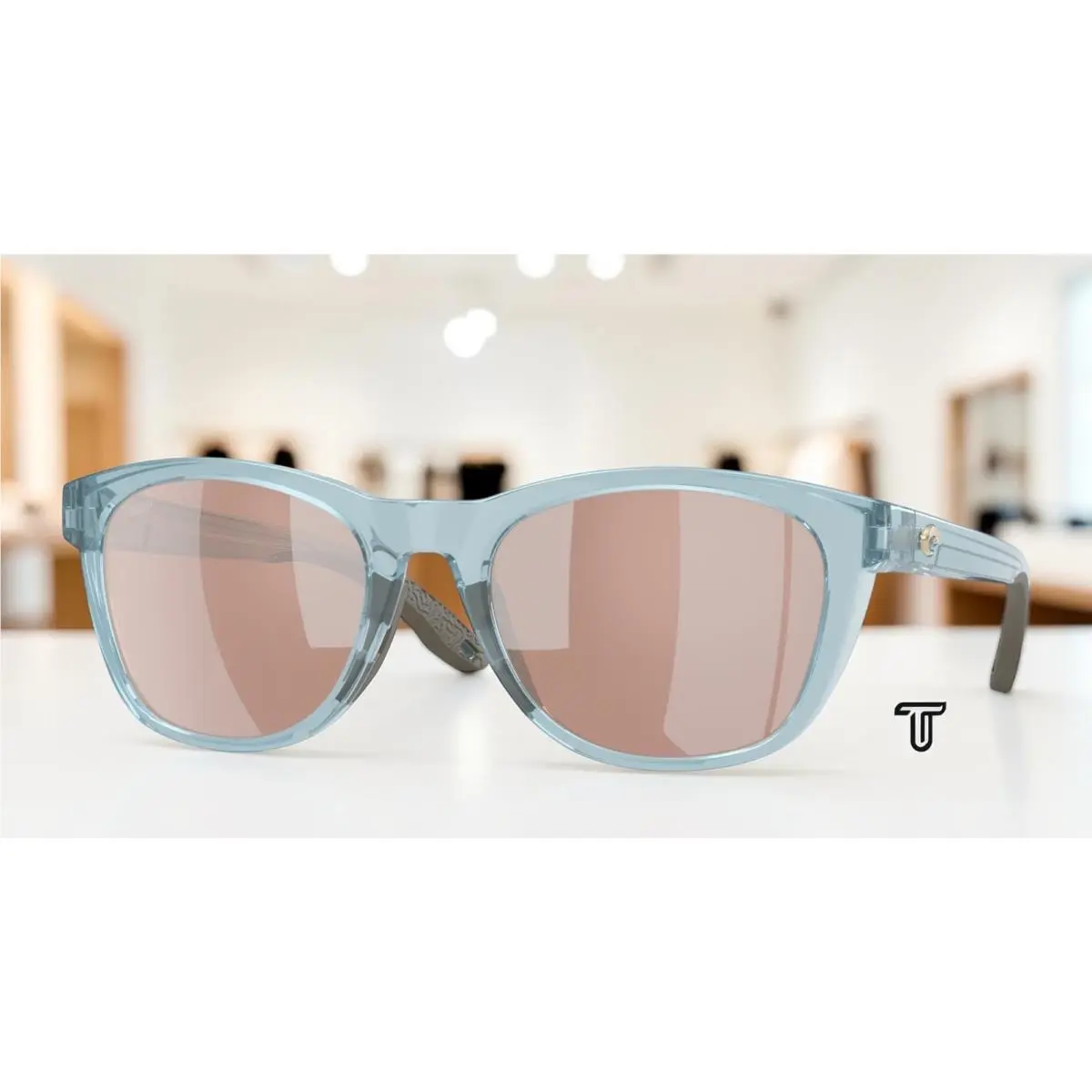 Costa 6S9108 12 Aleta Trans Silt Blue Copper Slr Polarized 54mm Women Sunglasses - Frame: Translucent Silt Blue, Lens: Copper Silver Mirror