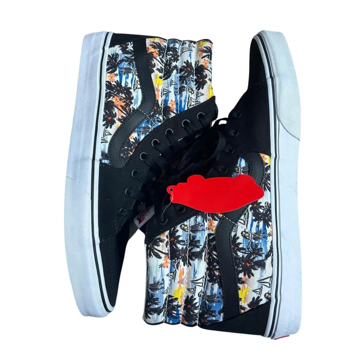 Vans Sk8-Hi Customs Mens 12 Black Tropical Palm Tree Print High Top Sneakers