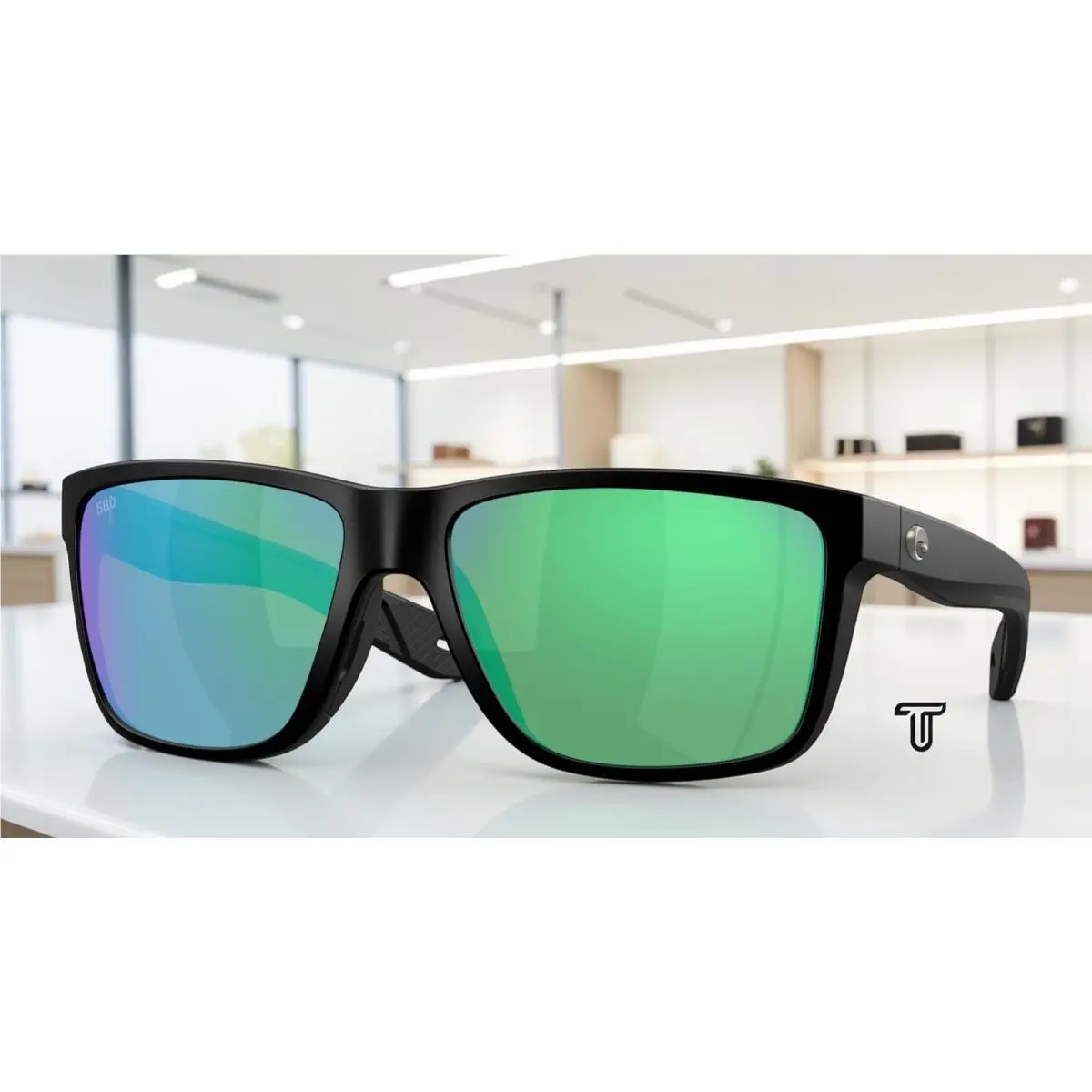 Costa 6S9120 02 Broadbill Ii Black Green Mirror Polarized 58 mm Men`s Sunglasses - Frame: Matte Black, Lens: Green Mirror