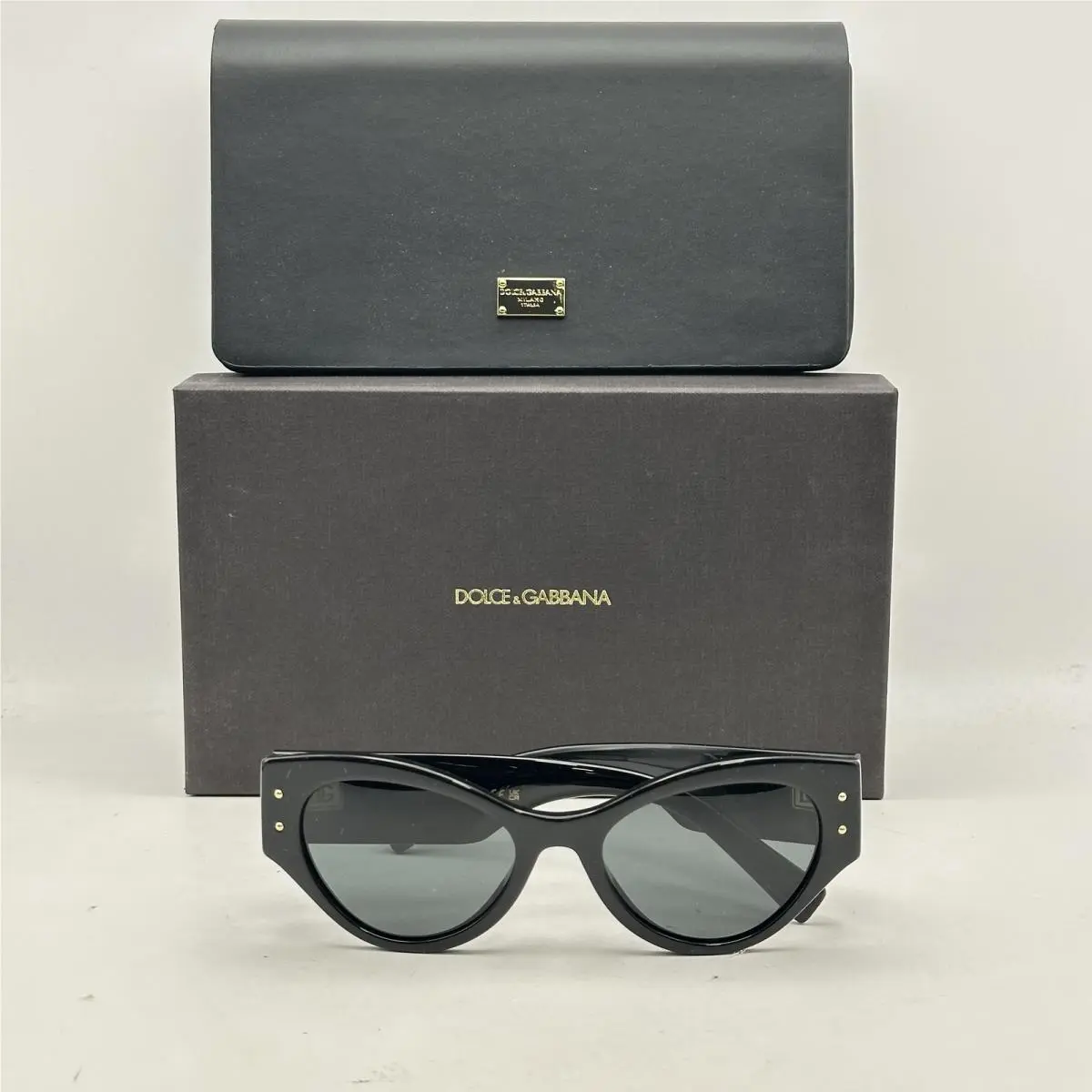 Dolce Gabbana Womens Oval Cat Eye Thick Acetate Sunglasses DG4480F Black