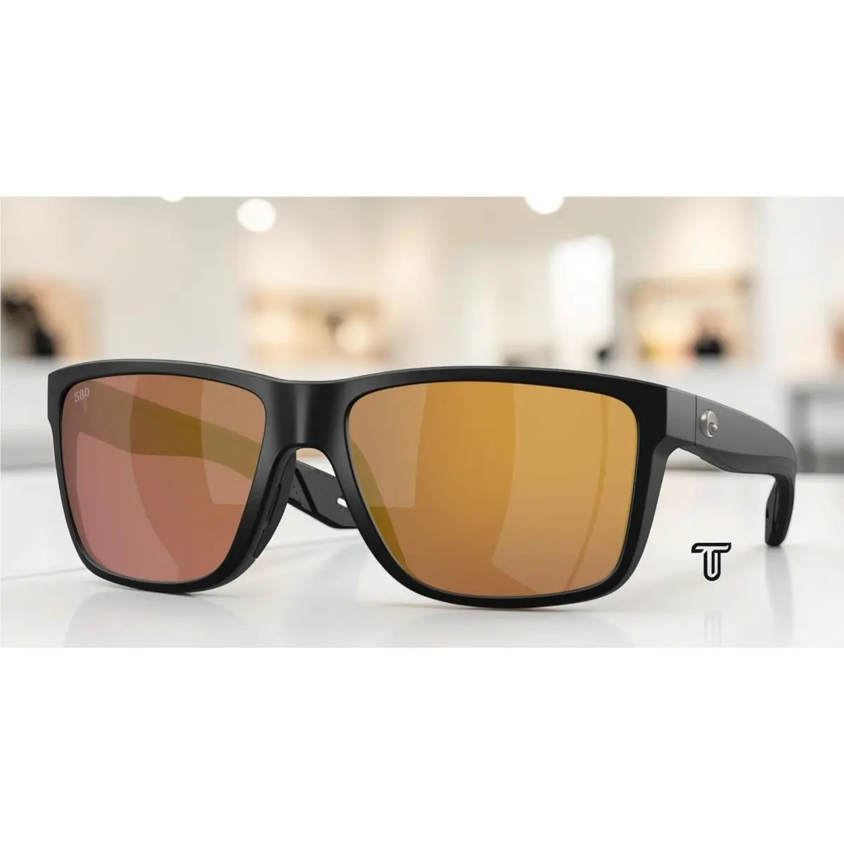 Costa 6S9120 03 Broadbill Ii Black Gold Mirror Polarized 58 mm Men`s Sunglasses - Frame: Matte Black, Lens: Gold Mirror