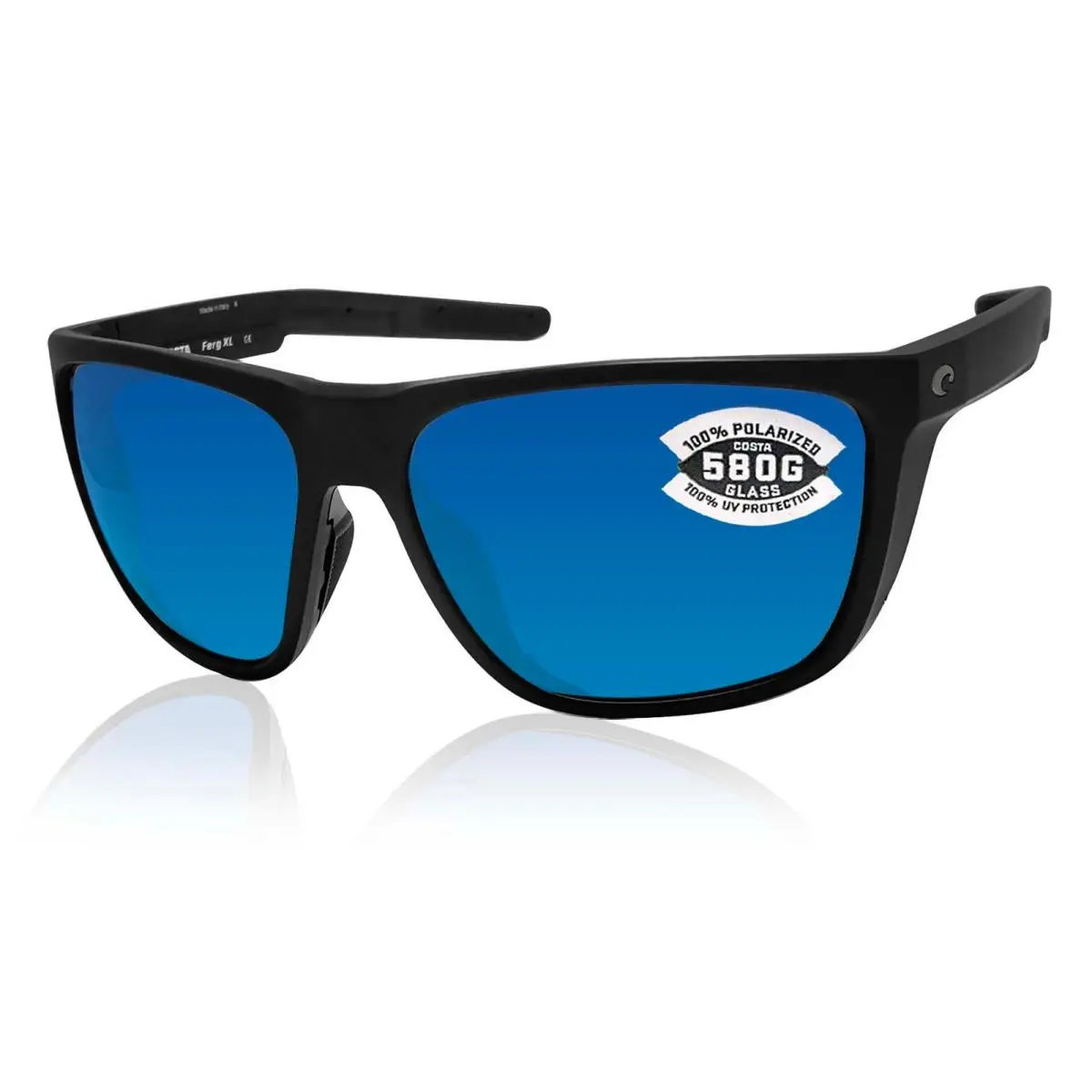 Costa Del Mar Ferg XL Black Blue Mirror 580 Glass Lens Sunglasses