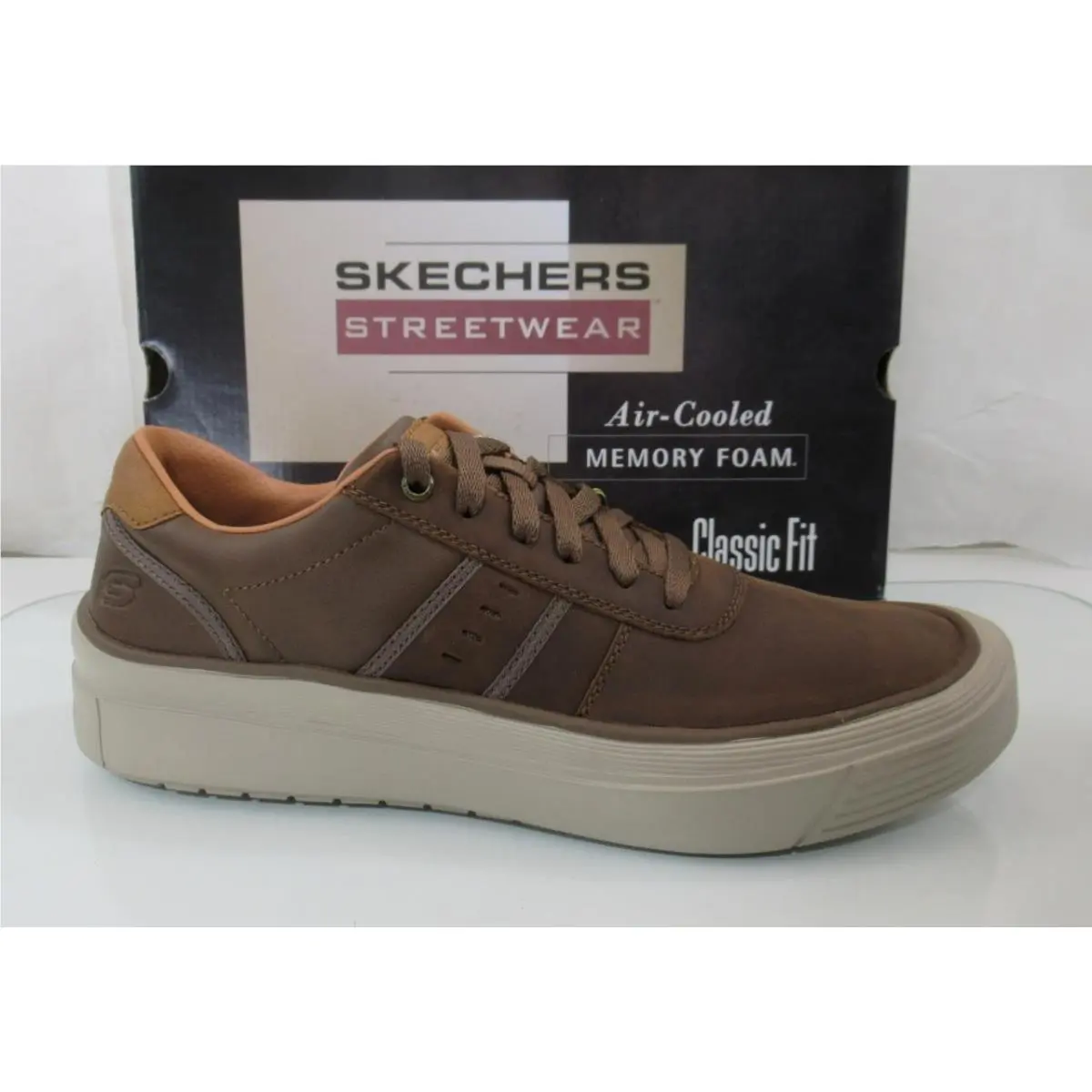 Men`s Skechers Viewport Brambo Boat Shoes Lace Up Sneakers Dark Brown Size 11