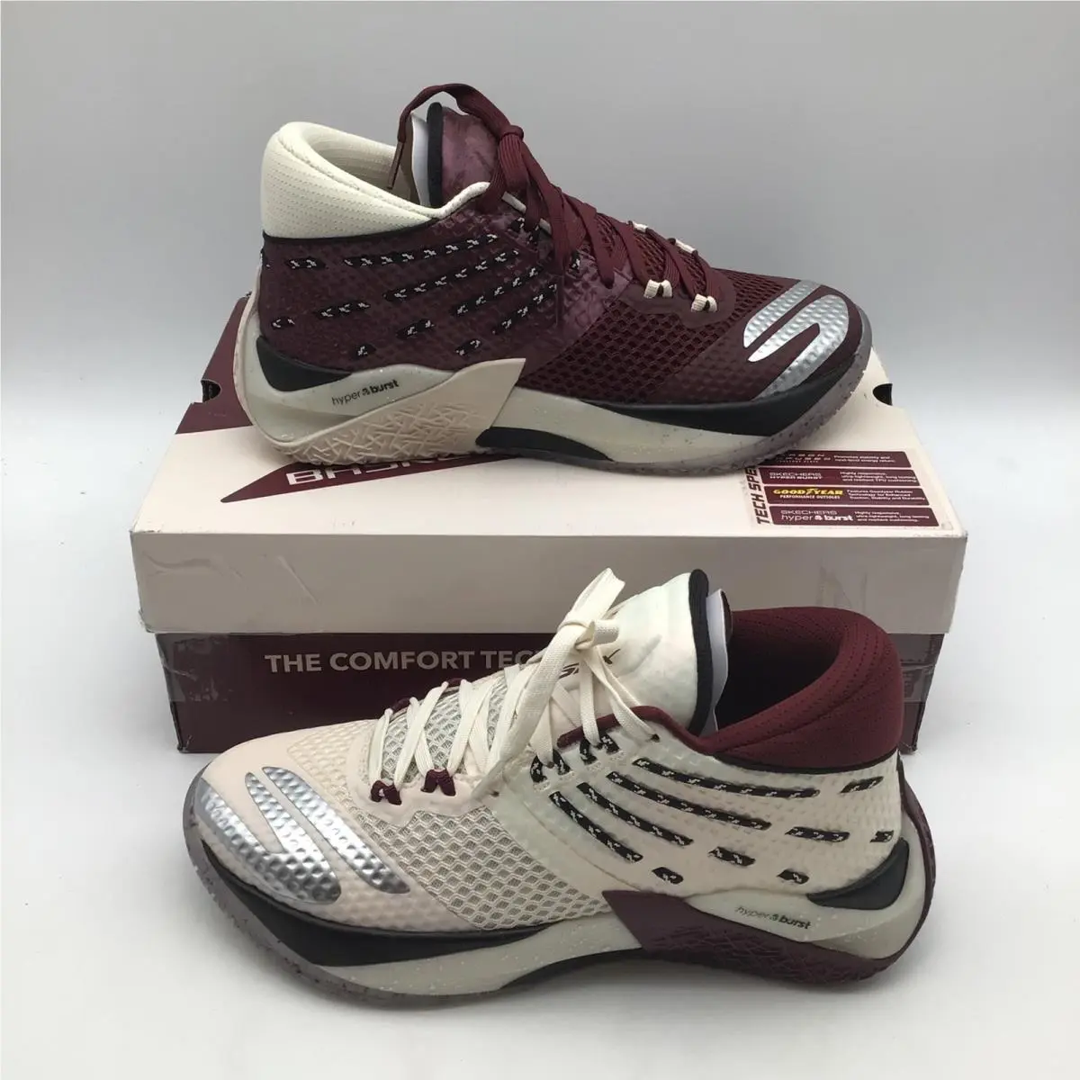 Skechers Skx Reign Mens Size 9 Basketball Shoes Natural Burgundy 253020 Nvbu