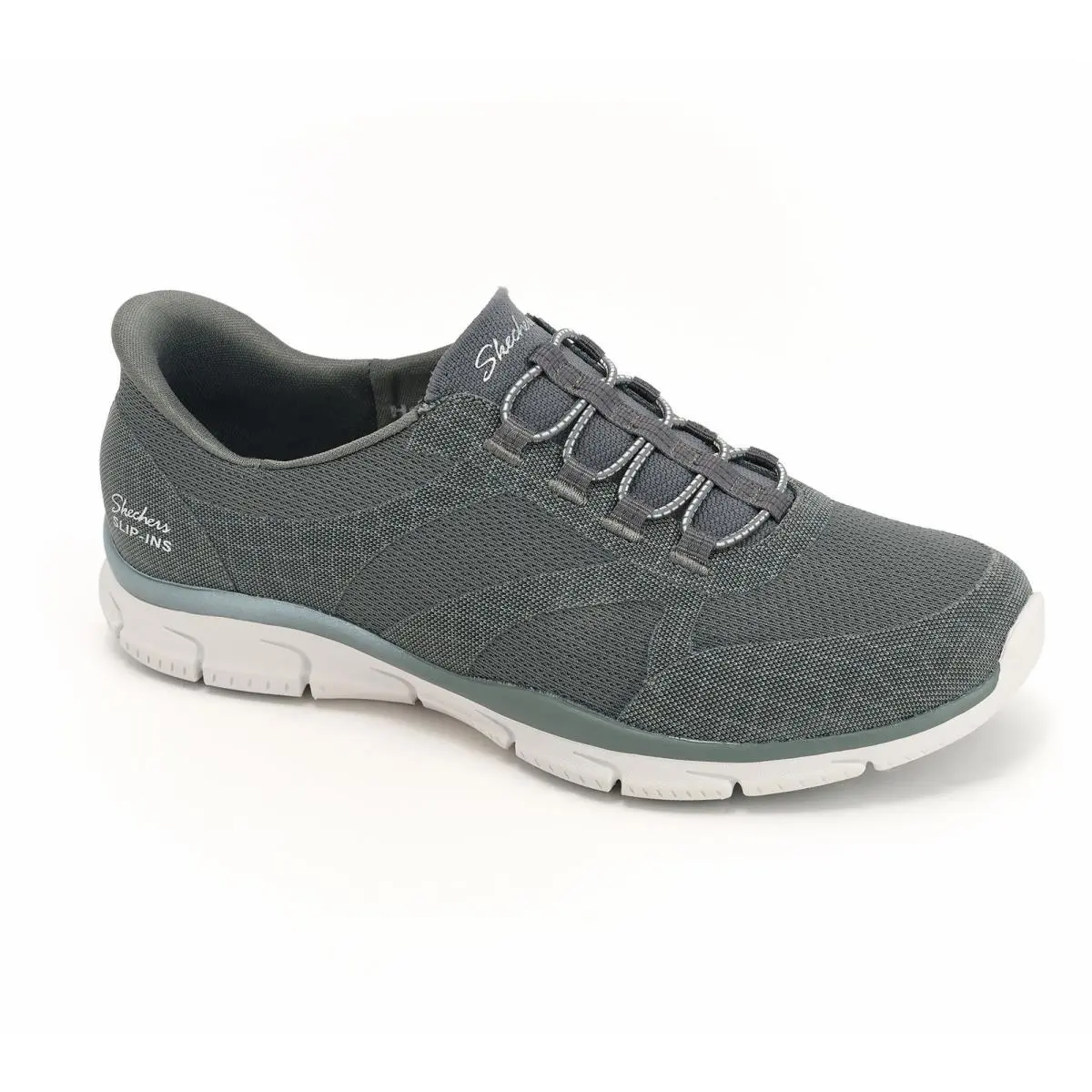 Skechers Slip-ins Vegan Washable Shimmer Snake Bungee Shoes Charcoal 7/M