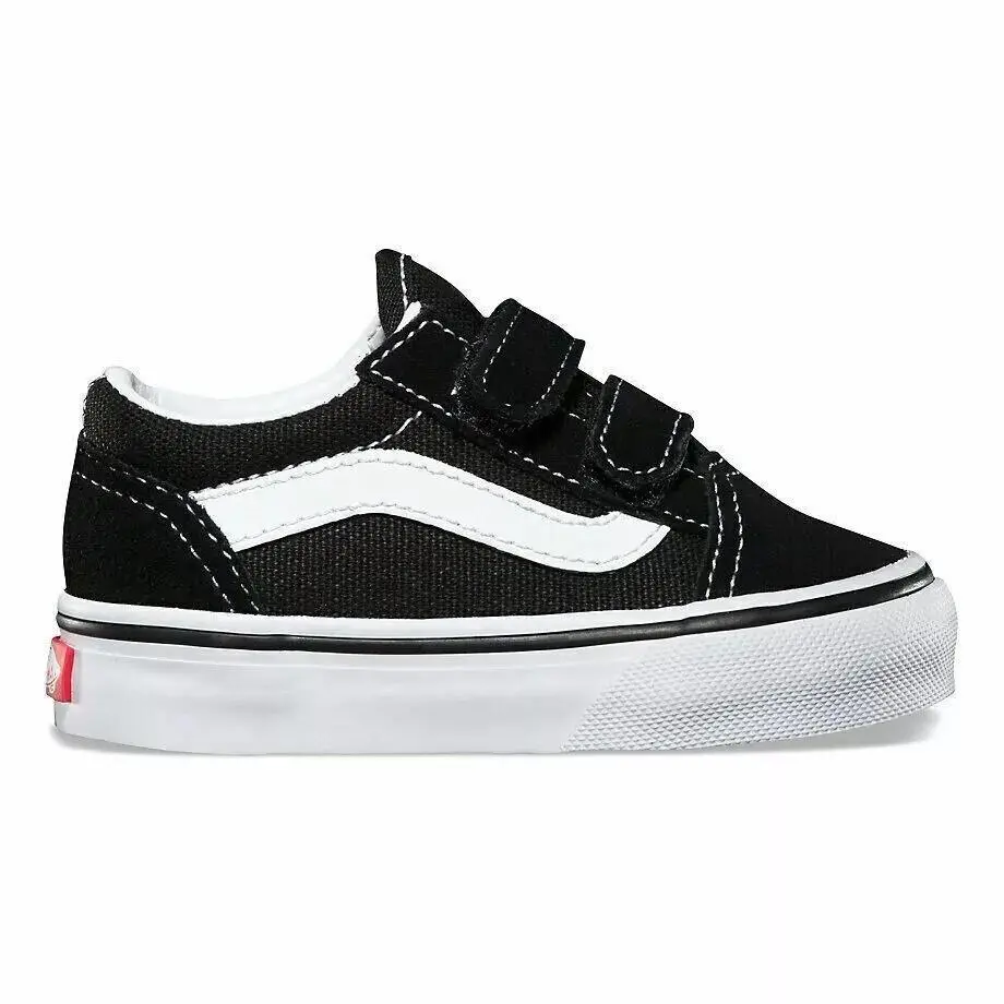 Vans Old Skool V Black/true White Canvas Suede Strap Toddler Size 9.5