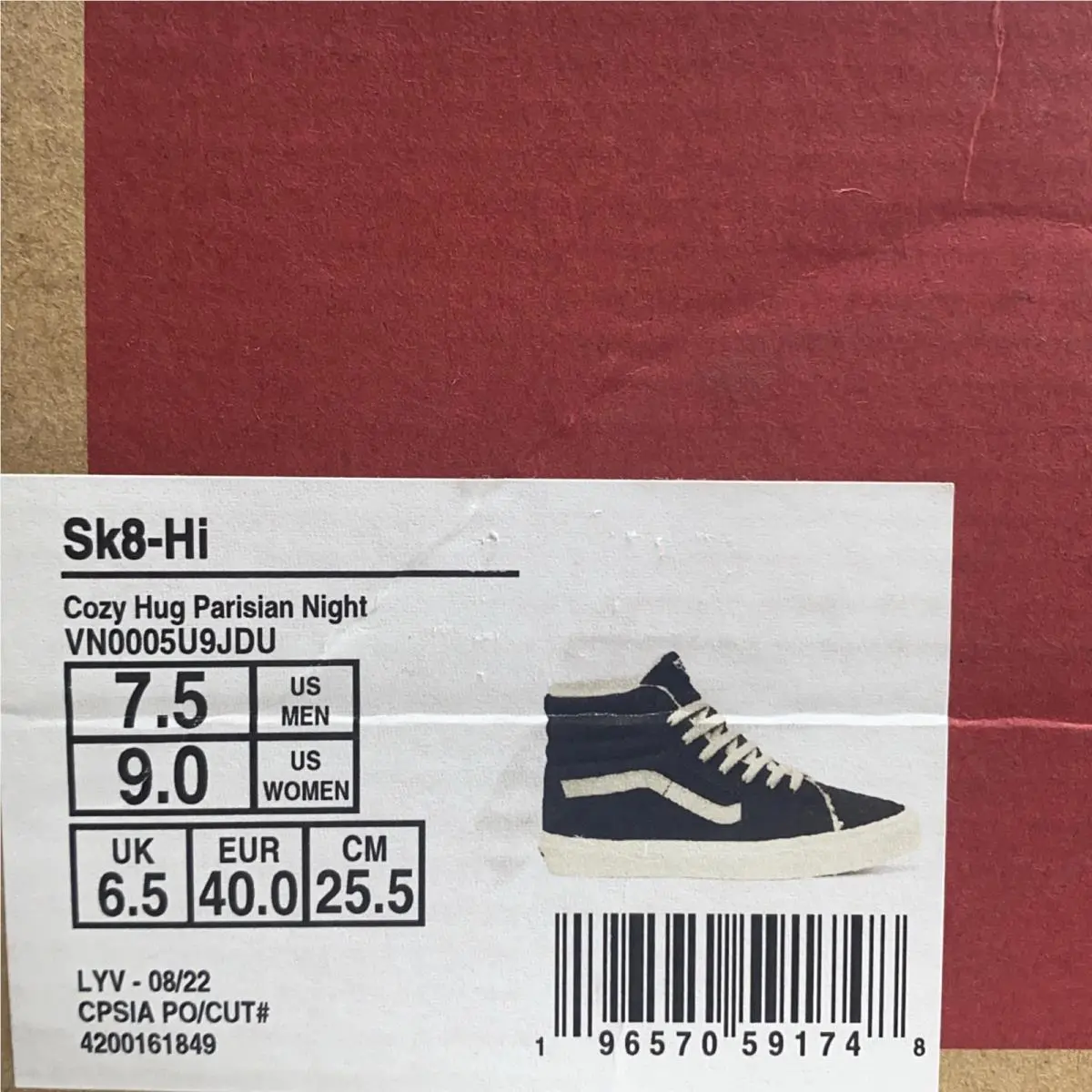 Vans shoes - VANS Sk8 Hi - Cozy Hug - VN0005U9JDU - Parisian Nights Navy Blue White, Manufacturer: Parisian Nights (UPC: 0196570591748) 5