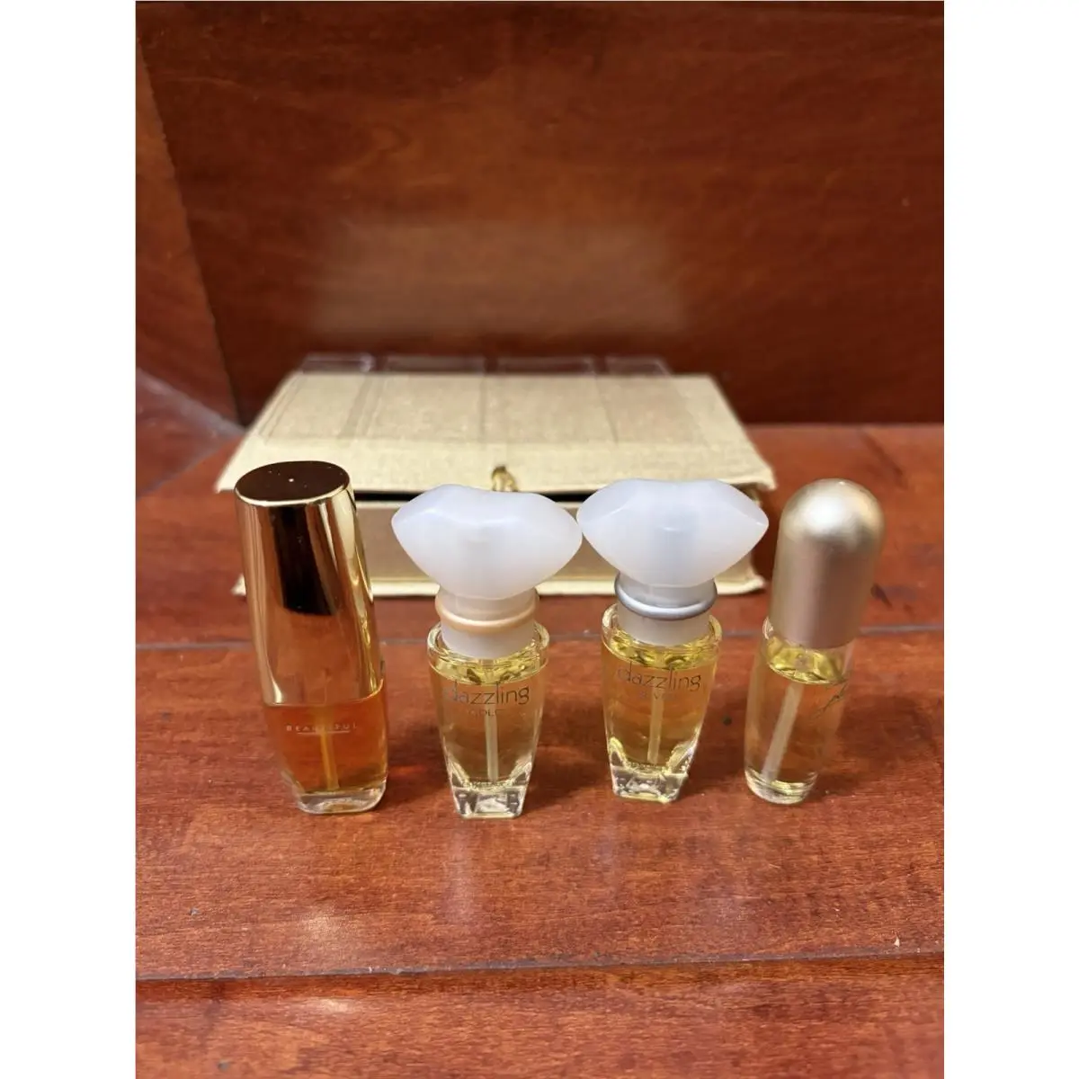 Vtg Estee Lauder 4 Pc Mini Perfume Gift Set Beautiful Pleasures Dazzling