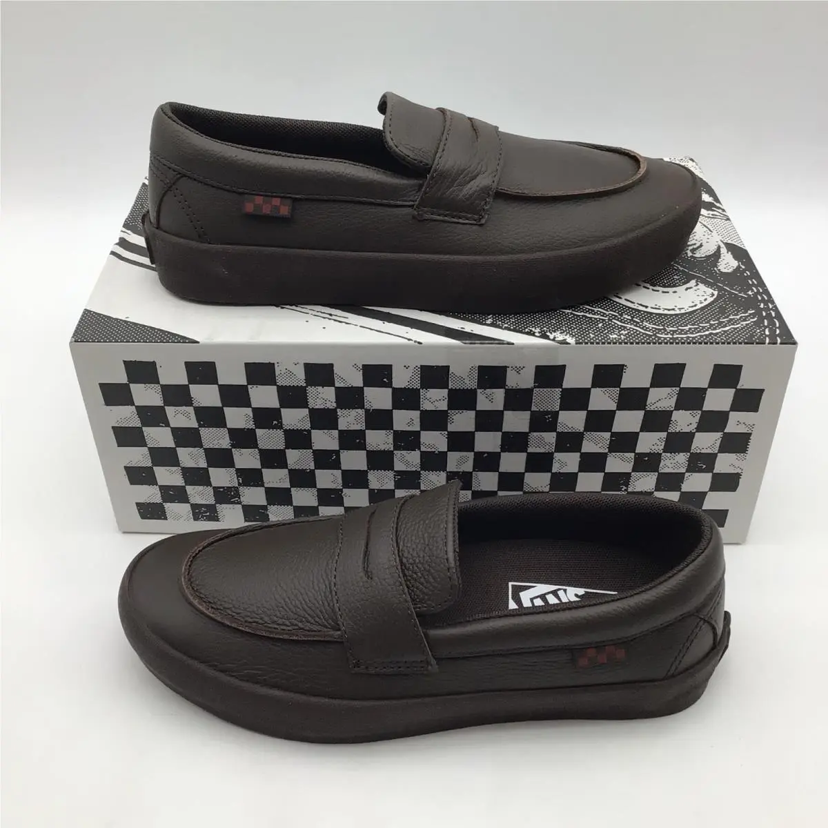 Vans Skate Loafer Rust Bronze Leather Brown Shoes VN000VAQFSB Mens Size 5.5