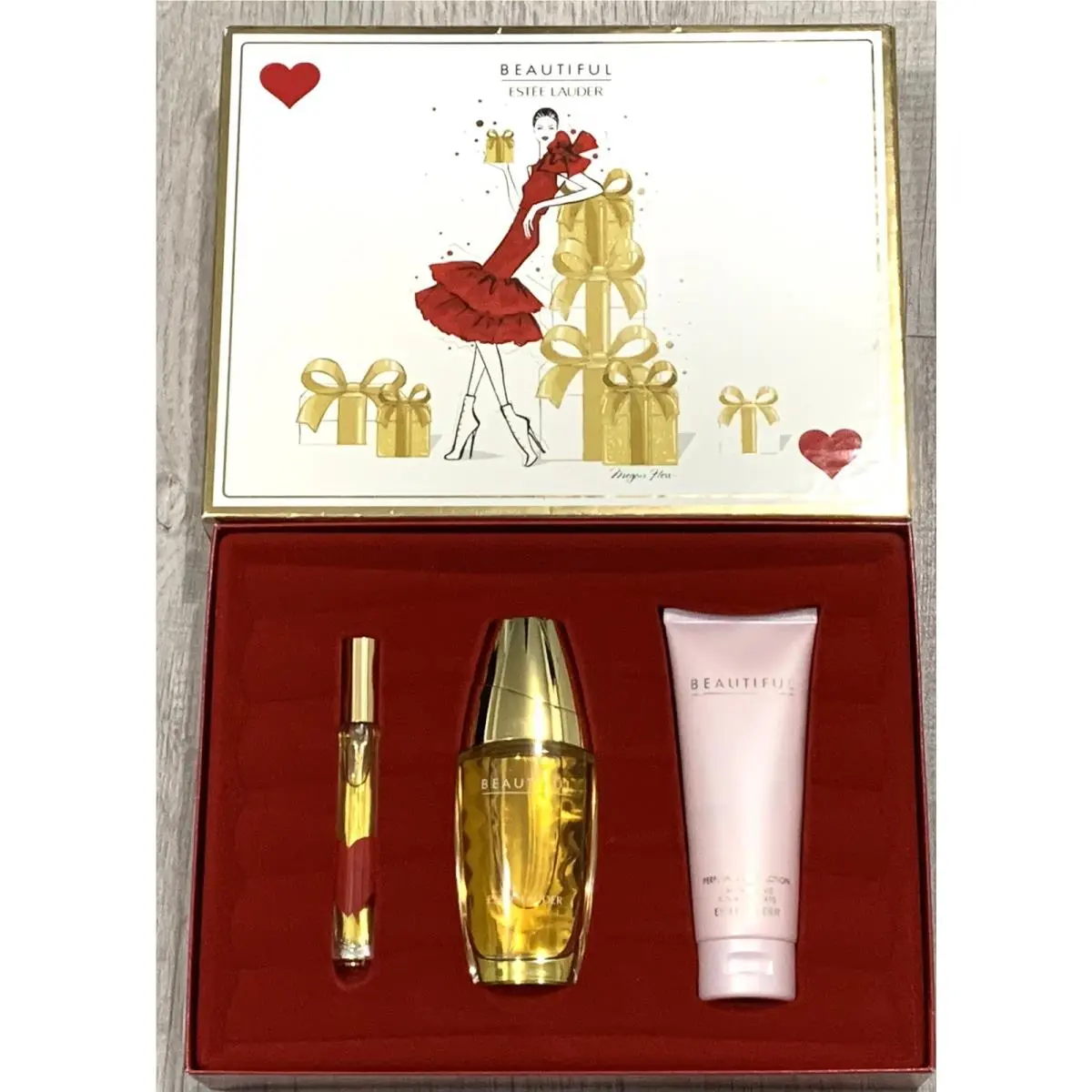 Estee Lauder Megan Hess Beautiful Romantic Destination Perfume Lotion Set m15