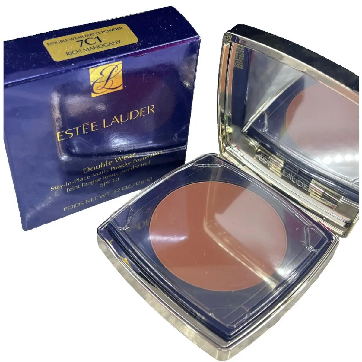 Estee Lauder Double Wear Stay In Place Powder Foundation 7C1 Rich Mahogany .42oz
