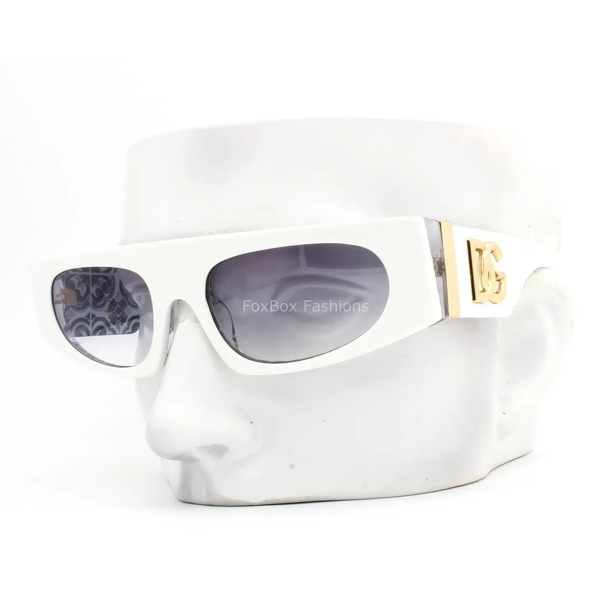 Dolce Gabbana Sunglasses DG 4411 3371/19 White on Blue Maiolica Print W/case