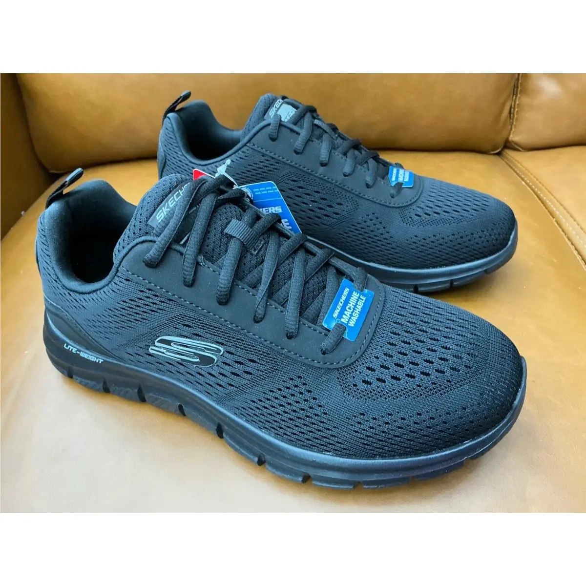Skechers Track-leshur Sneakers Mens 8 Black Wide Fit Memory Foam