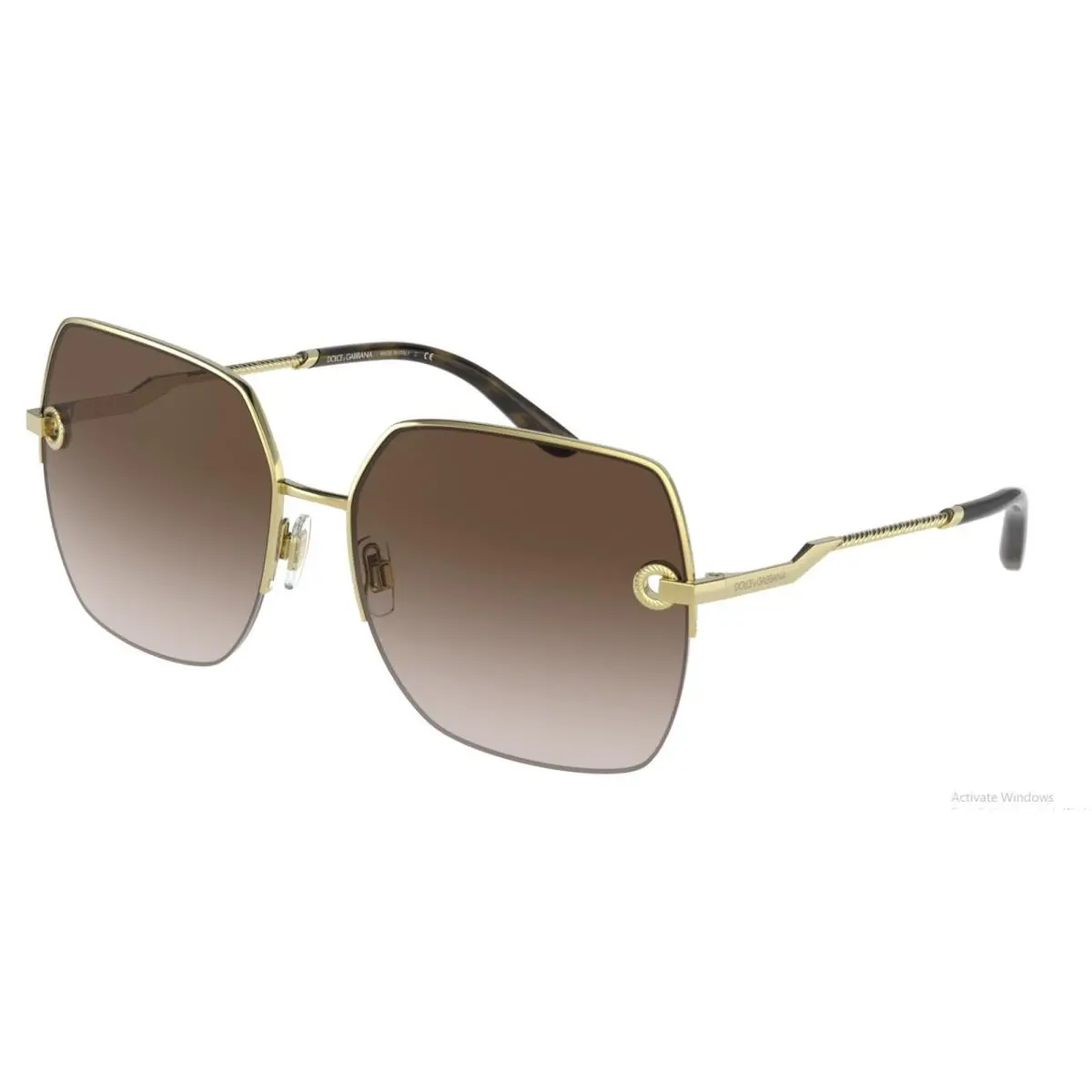 Dolce Gabbana Women`s Square Brown Gold Sunglasses DG2267 02/13