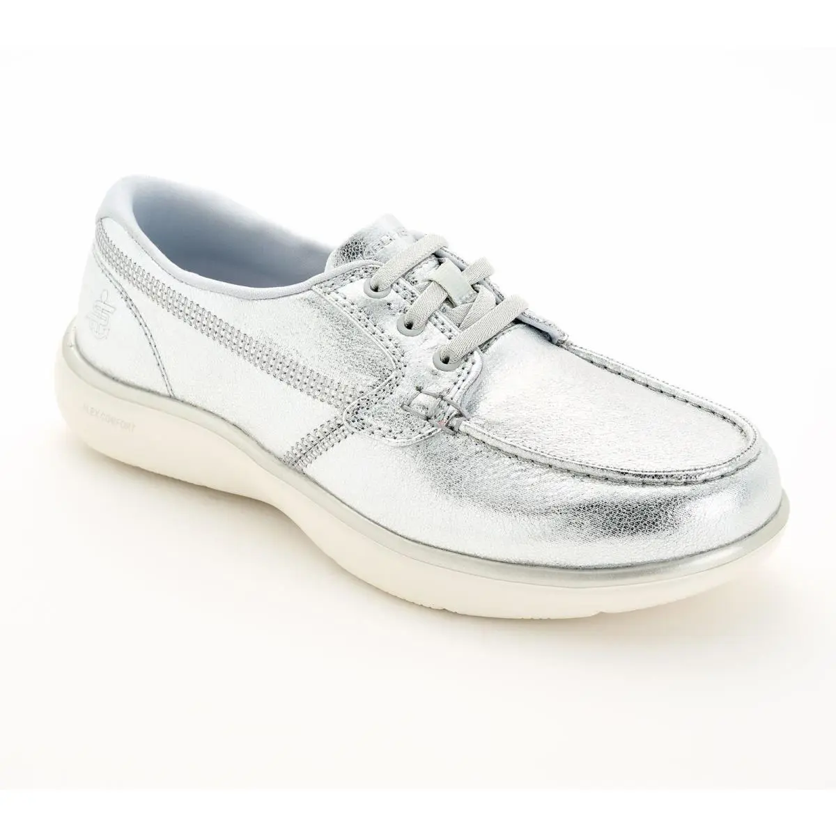 Skechers On-the-go Flex Radiant Vegan Washable Boat Shoes - Gleam Silver 7.5/M N