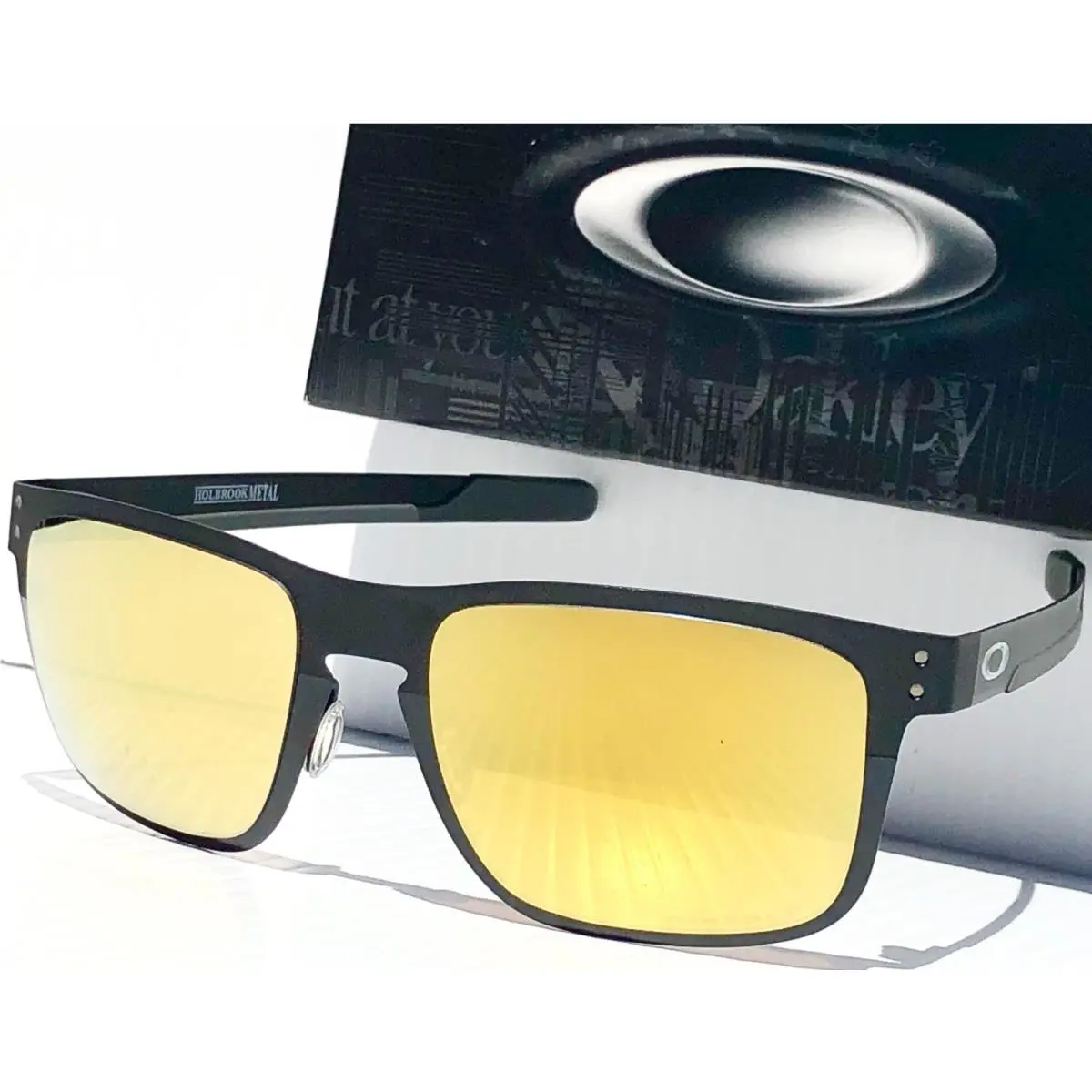 Holbrook Metal Matte Black Galaxy Gold Mirror Lens Sunglass 4123 by Oakley
