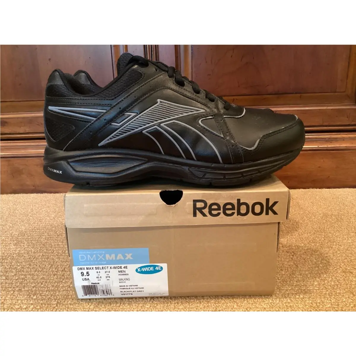 Reebok Dmx Max Select X-wide 4E Mens Walking Shoe V61778 Black/grey Size 9.5 4E