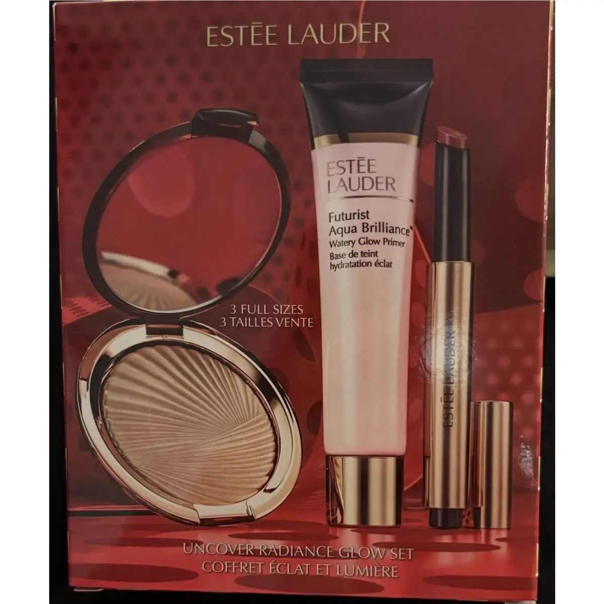 Estee Lauder Uncover Radiance Glow Set Highlighter Glosstick Primer Full Size