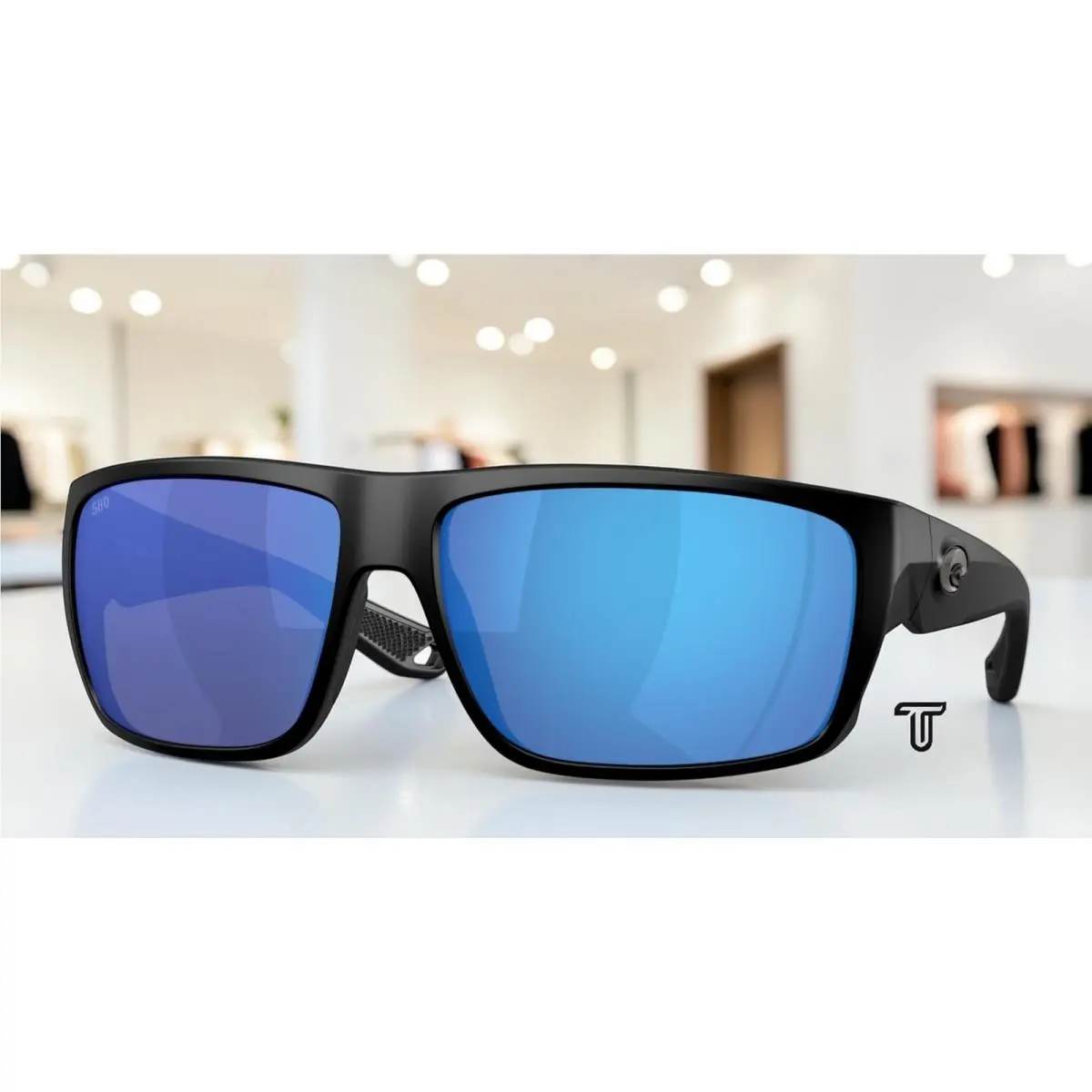 Costa 6S9129 02 Fly Line Matte Black Blue Mirror Polarized 64mm Men`s Sunglasses - Frame: Matte Black, Lens: Blue Mirror