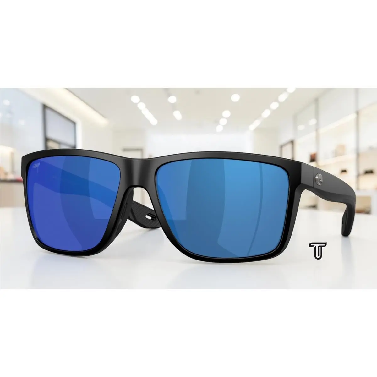 Costa 6S9135 03 Broadbill Ii Xl Black Blue Mirror Polarized 62mm Mens Sunglasses - Frame: Matte Black, Lens: Blue Mirror