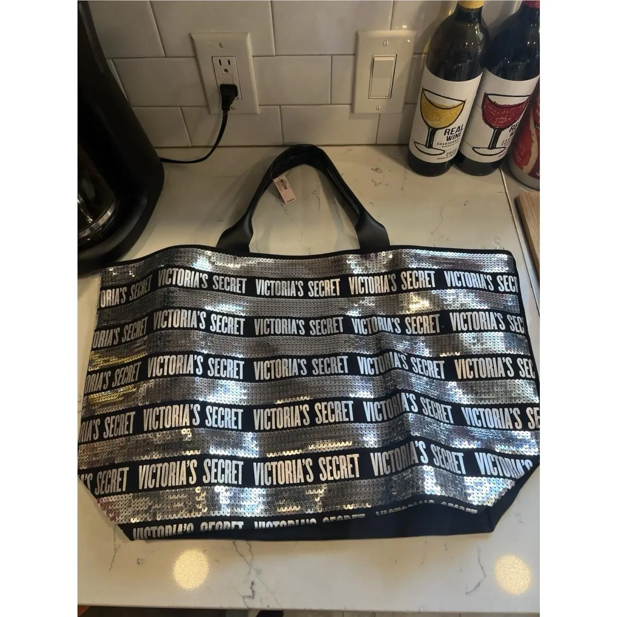 Victoria`s Secret Large Weekender Sequin Tote Bag and Wristlet Set by Victoria's Secret