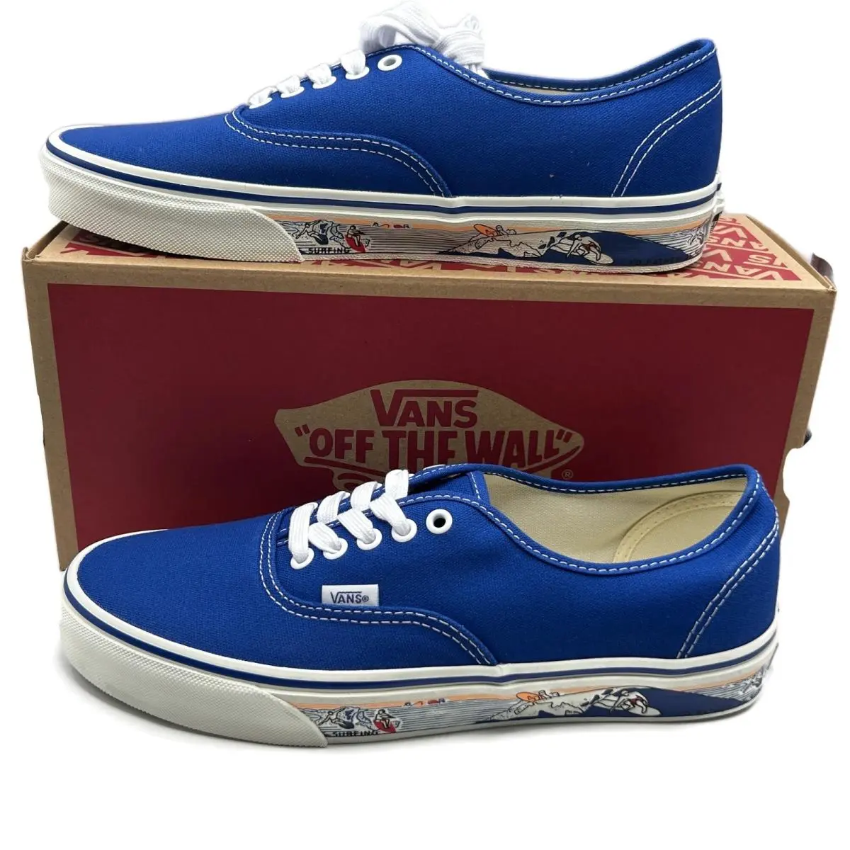 Vans Men`s Skate Classic Blue Sidewall Print Sneakers Size 10 Canvas