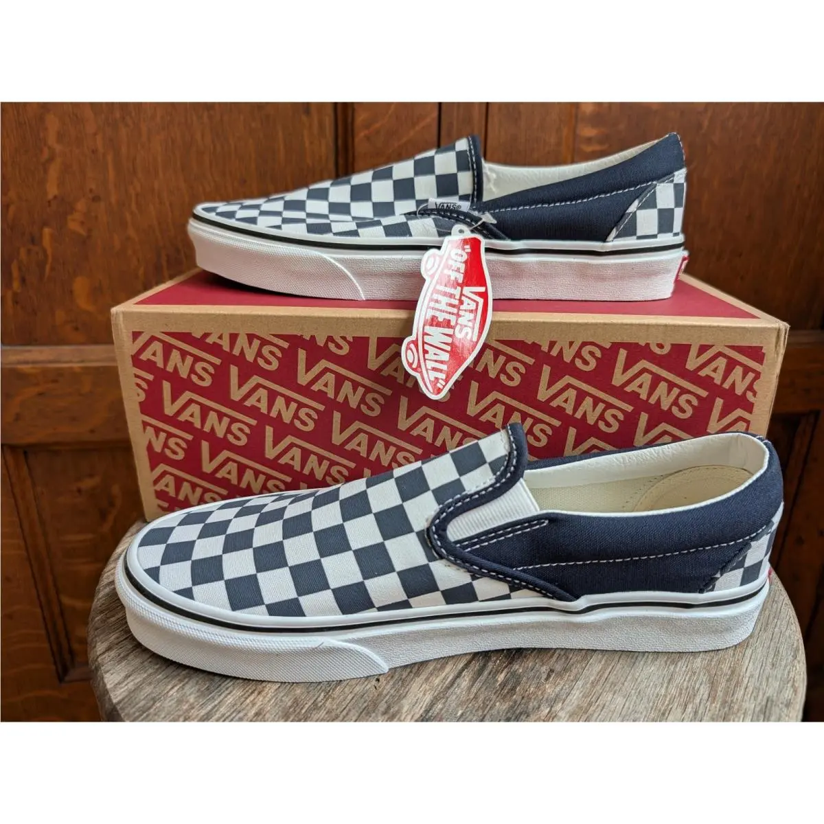 Vans Classic Slip-on Parisian Night Blue Checkerboard Sneakers Mens 7.5