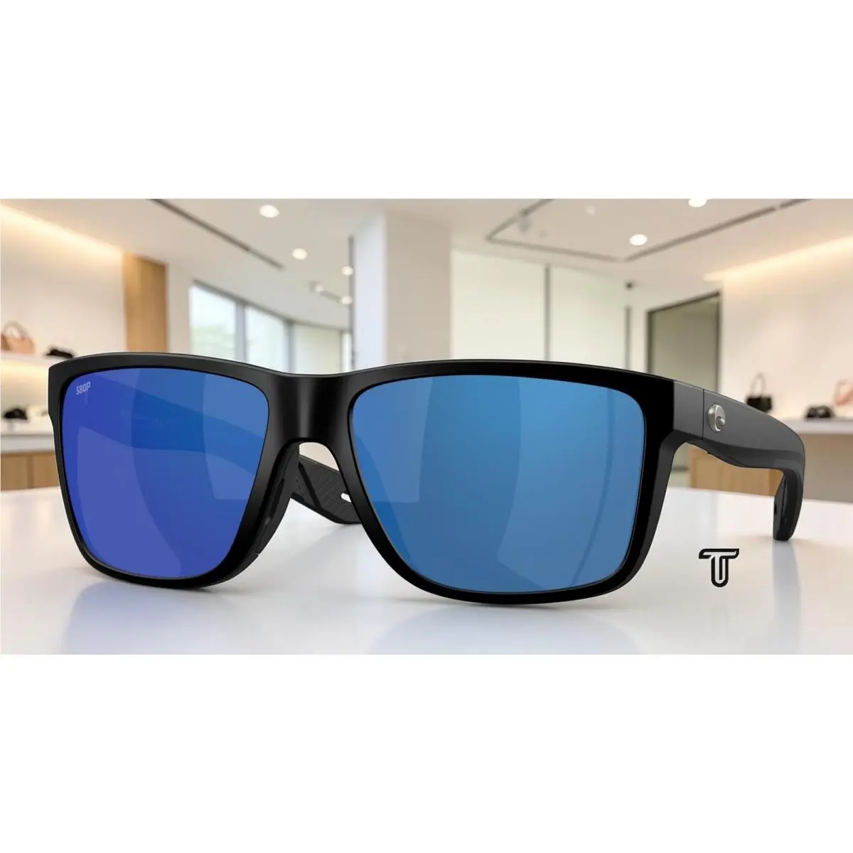 Costa 6S9120 06 Broadbill Ii Black Blue Mirror Polarized 58 mm Men`s Sunglasses - Frame: Matte Black, Lens: Blue Mirror