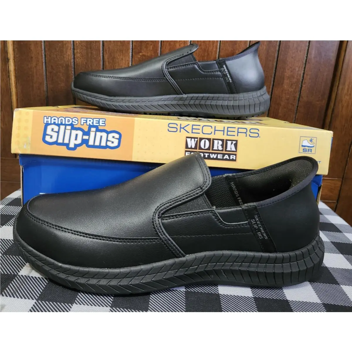 Skechers Work Footwear Memory Foam Slip-ins Black Slip ON Size 12 Shoes Box