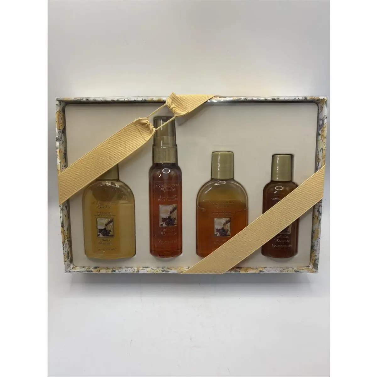 Victoria`s Secret Garden Amber Romance 4pc Gift Set 2oz Each Lotion Splash Gel…