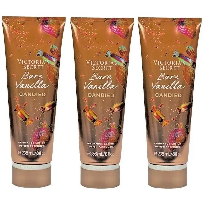 3x Victoria’s Secret Bare Vanilla Candied Fragrance Body Lotion Cream 8 oz