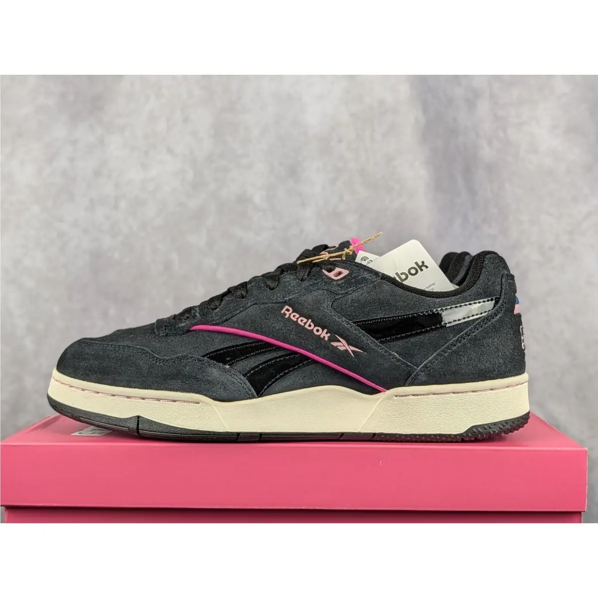 Reebok x Barbie BB 4000 II Black Suede Pink Sneakers Womens 11.5 Mens 10