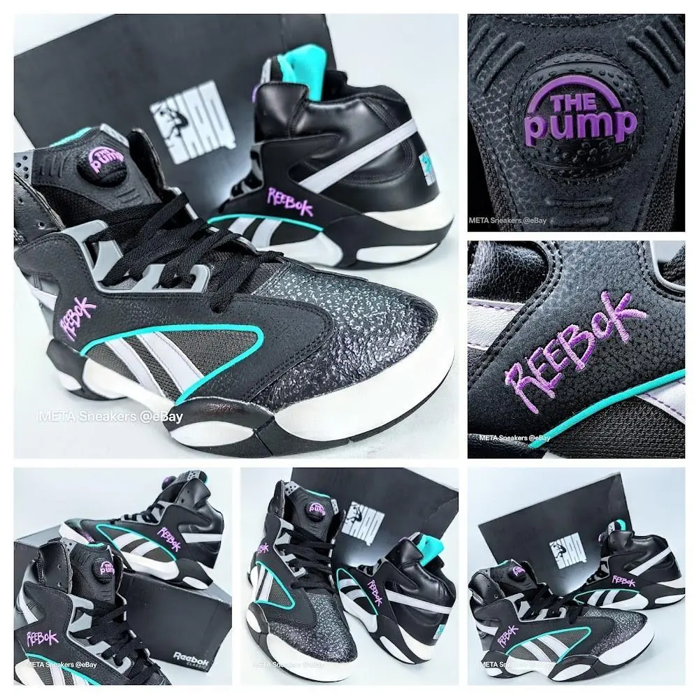 Reebok Shaq Attaq Pump US 13 Men`s Black White Purple Blacktop Retro HR0501