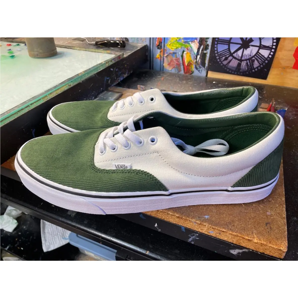 Vans Era Mini Cord Green White Size US 13 Men`s Rare Sneakers VN000BWJY9H