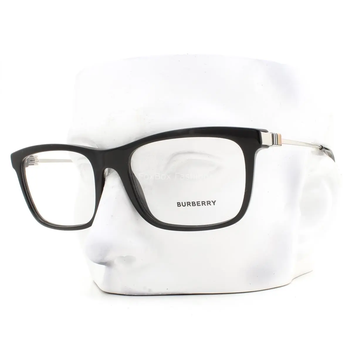 Burberry Eyeglasses B 2384 3001 Glasses Polished Black on Silver 55mm with Case