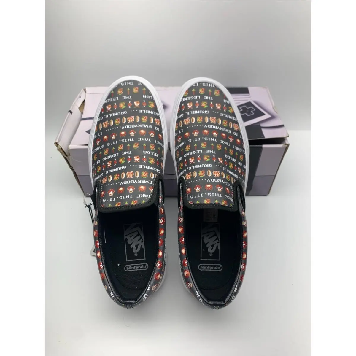 Zelda Slip Ons Size 8.5 Men`s • Nintendo X Vans Zelda • + Nes Box