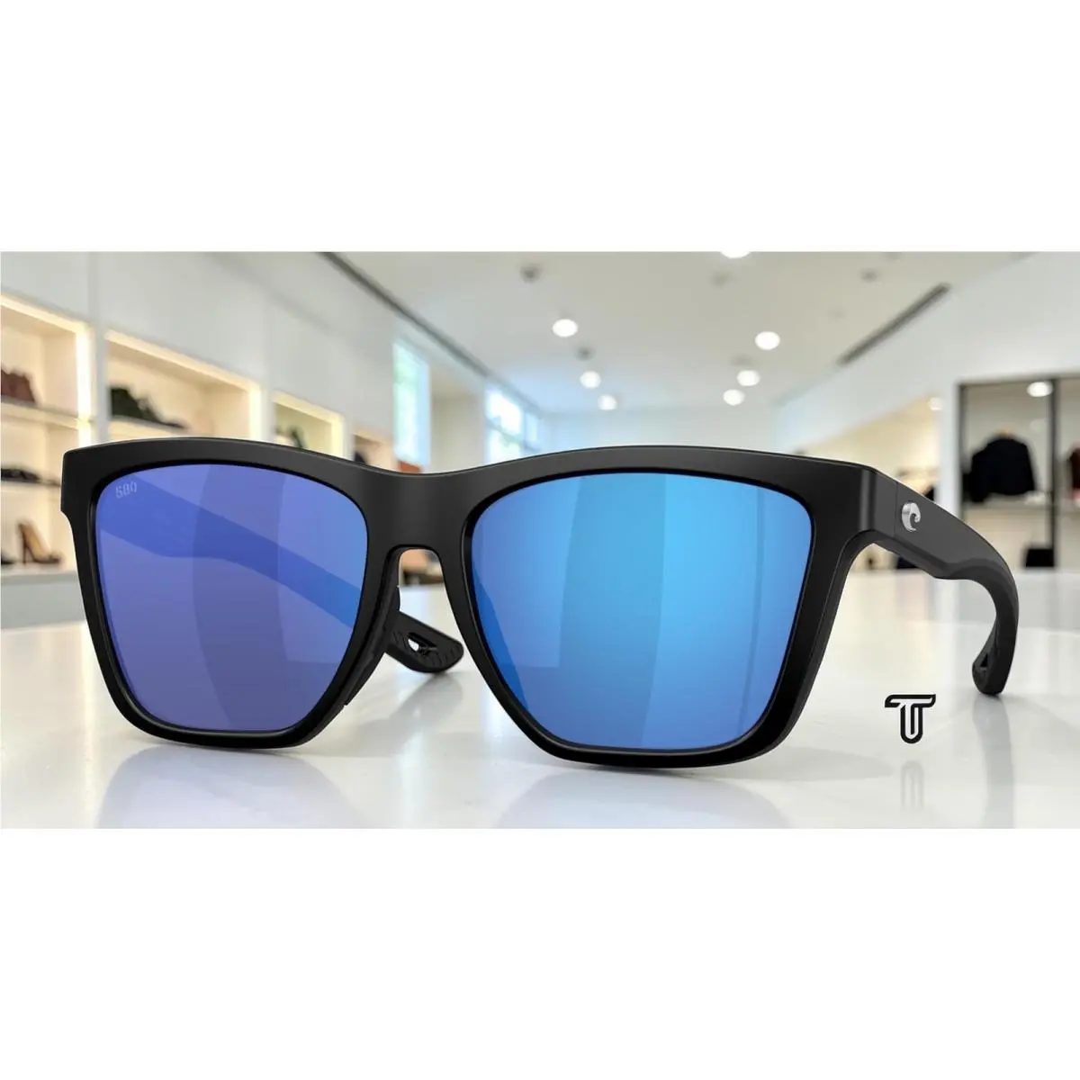 Costa 6S9122 06 Panga Ii Black Blue Mirror Polarized 57 mm Women`s Sunglasses - Frame: Matte Black, Lens: Blue Mirror
