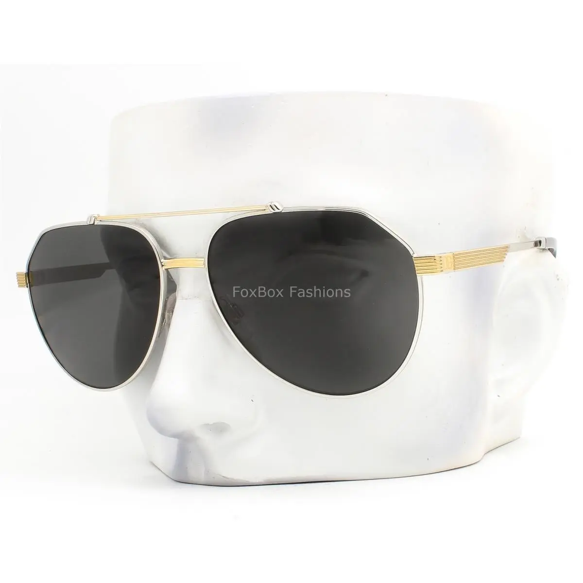 Dolce Gabbana Pilot Sunglasses DG 2288 1313/87 Polished Silver and Gold W/case