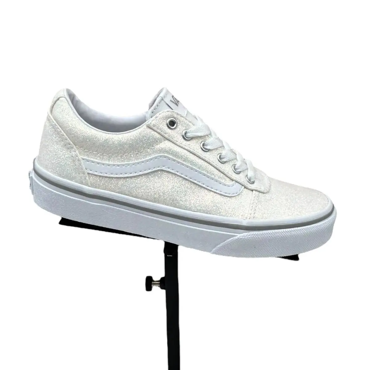 Vans Ward Youth Girls Low Top Sneakers Size 2Y White Glitter Sparkle Lace up
