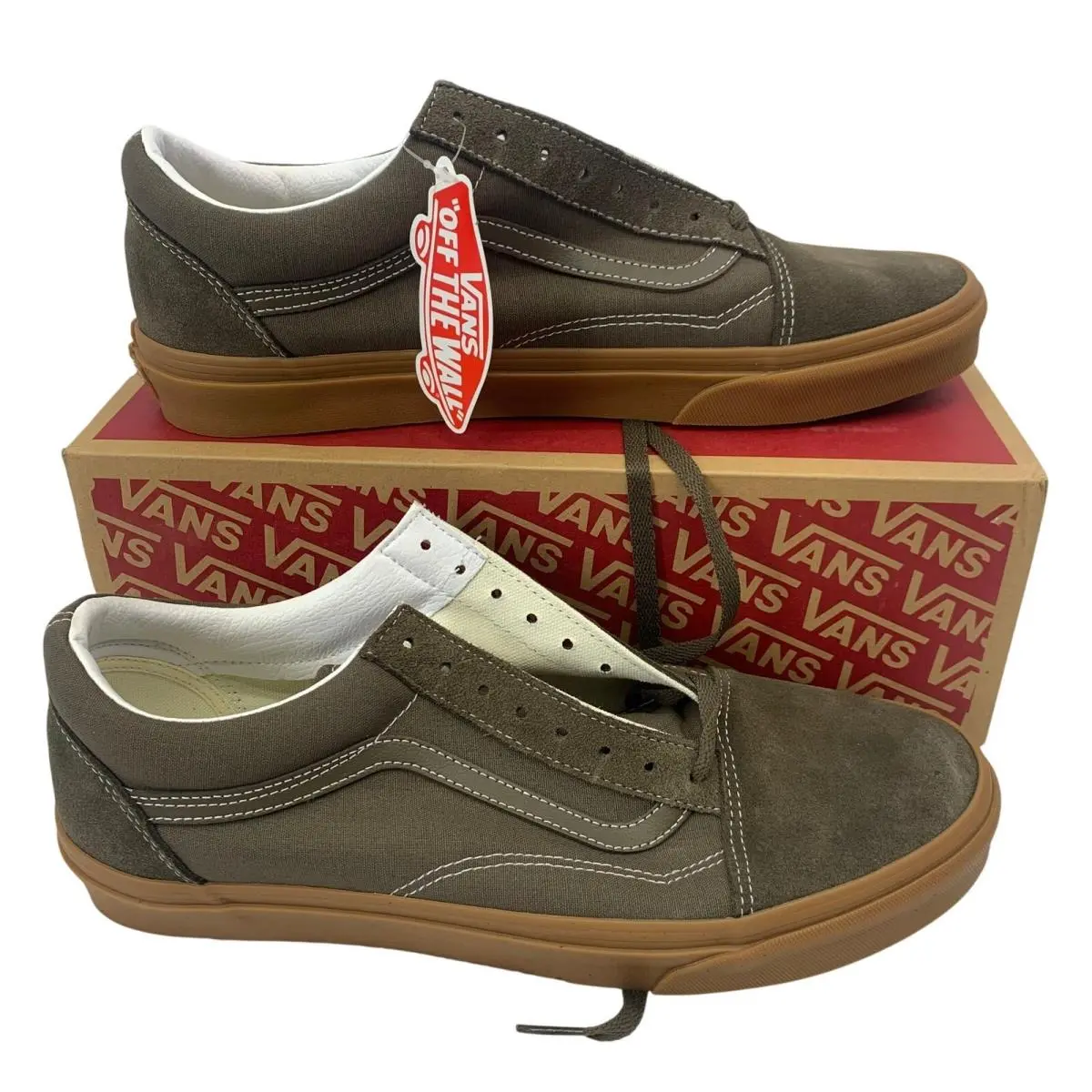 Vans Mens Sz 12 Old Skool Canteen Gum Green Tan Shoes Sneakers Lace Up