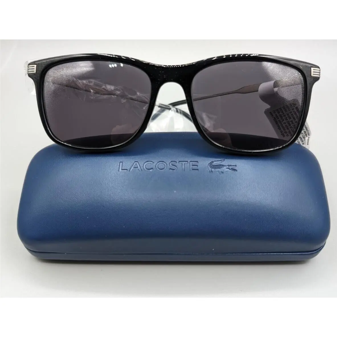 Men`s L960s Rectangular Sunglasses Black / Silver by Lacoste