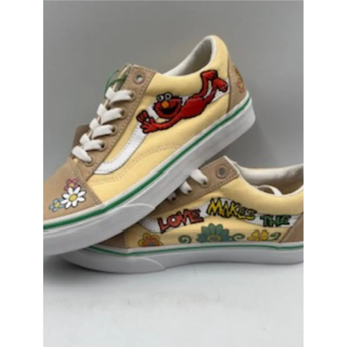 Vans Sesame Street Collab Sneakers Women`s Size 5.5 Embroidered Beige Shoes