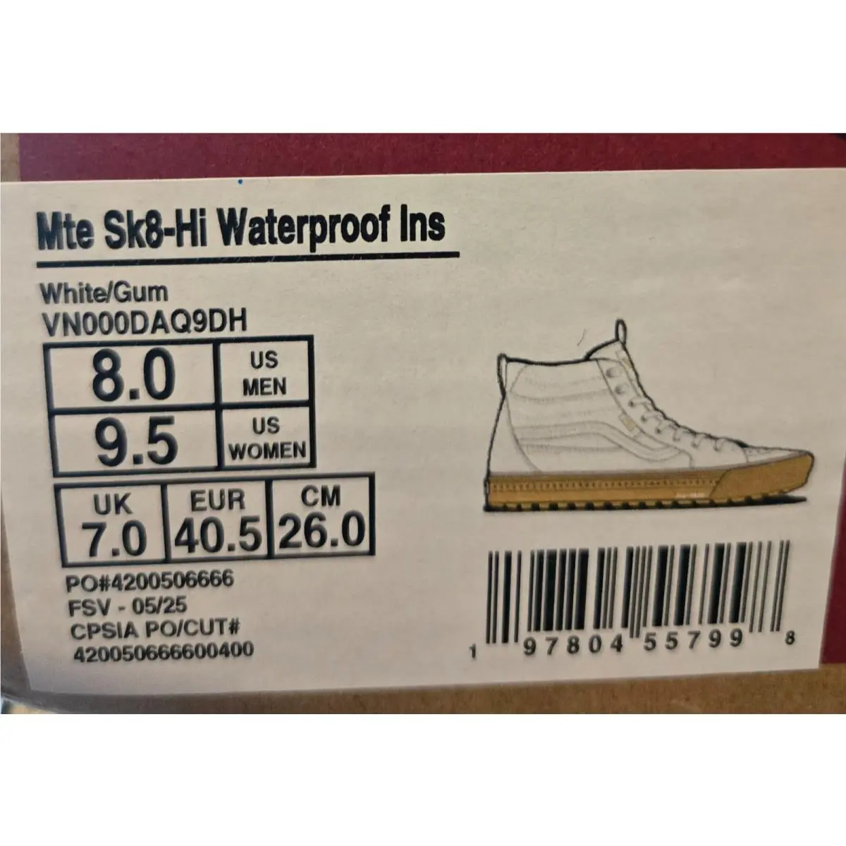 Vans shoes - Vans Sk8-Hi Mte - Mte - VN000DAQ9DH - White/Gum (UPC: 197804557998) 10
