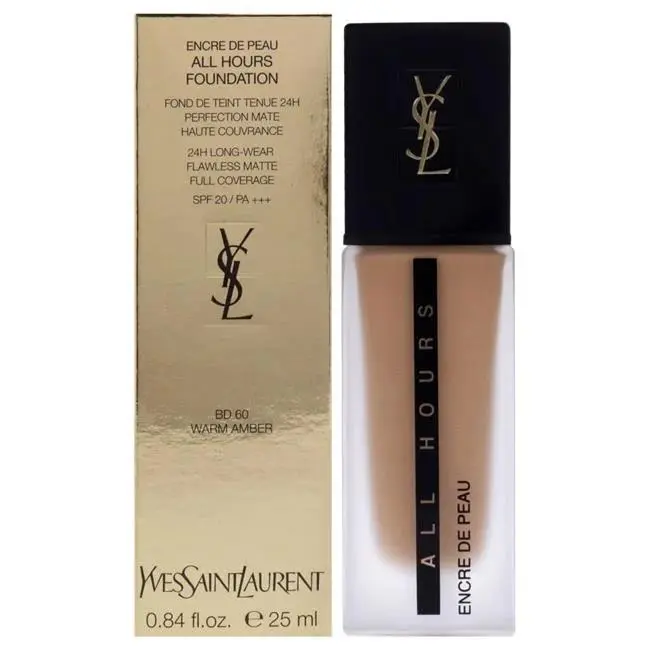0.84 oz All Hours Foundation Spf 20 For Women - BD60 Warm Amber I0135015 by Yves Saint Laurent