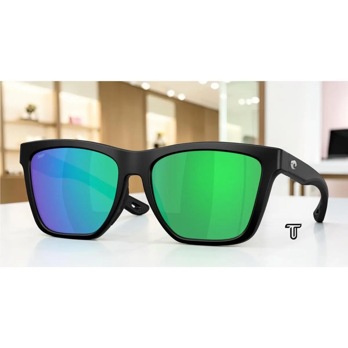 Costa 6S9122 10 Panga Ii Black Green Mirror Polarized 57 mm Women`s Sunglasses - Frame: Matte Black, Lens: Green Mirror