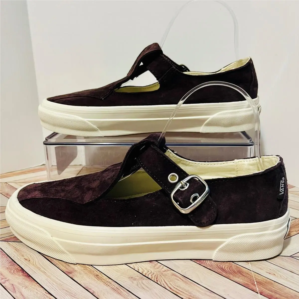 Vans Premium Mary Jane Chocolate Plum Brown Suede Women 8 Buckle T-strap LX 93