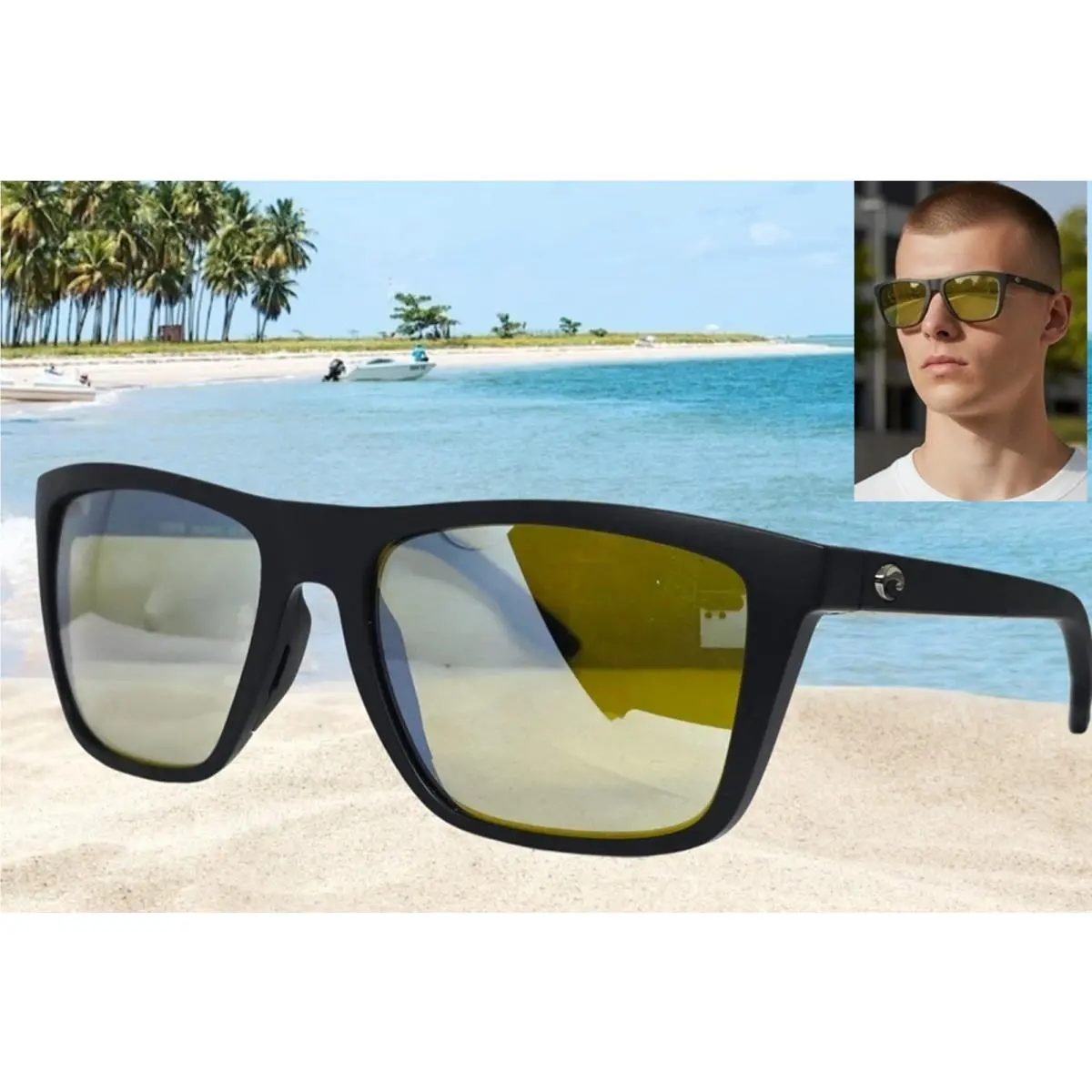 Costa Del Mar Black/sunrise Silver Mainsail XL Polarized 580G Sunglasses